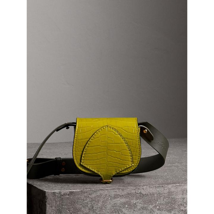 Burberry Burberry The Pocket Satchel In Alligator, Green