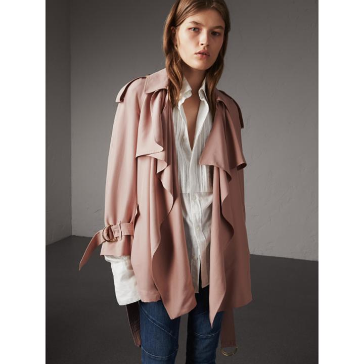 Burberry Burberry Silk Wrap Trench Coat, Size: 10, Purple