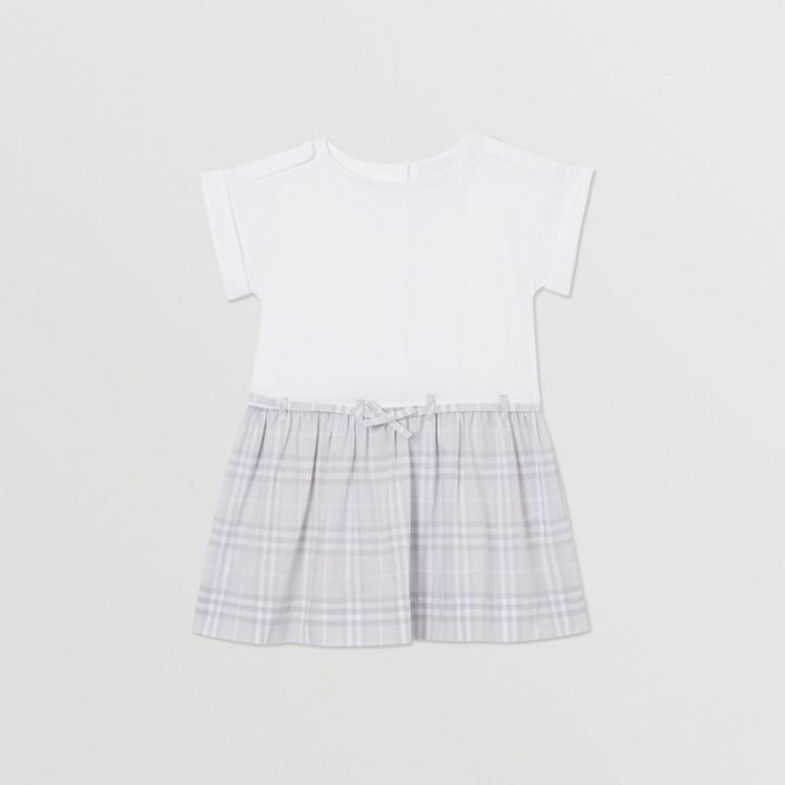Burberry Burberry Childrens Check Detail Cotton Dress, Size: 3m, White