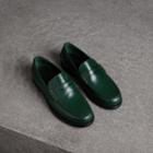 Burberry Burberry Leather Penny Loafers, Size: 43, Green