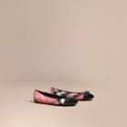 Burberry Burberry Buckle Detail House Check And Patent Leather Ballerinas, Size: 39.5, Pink