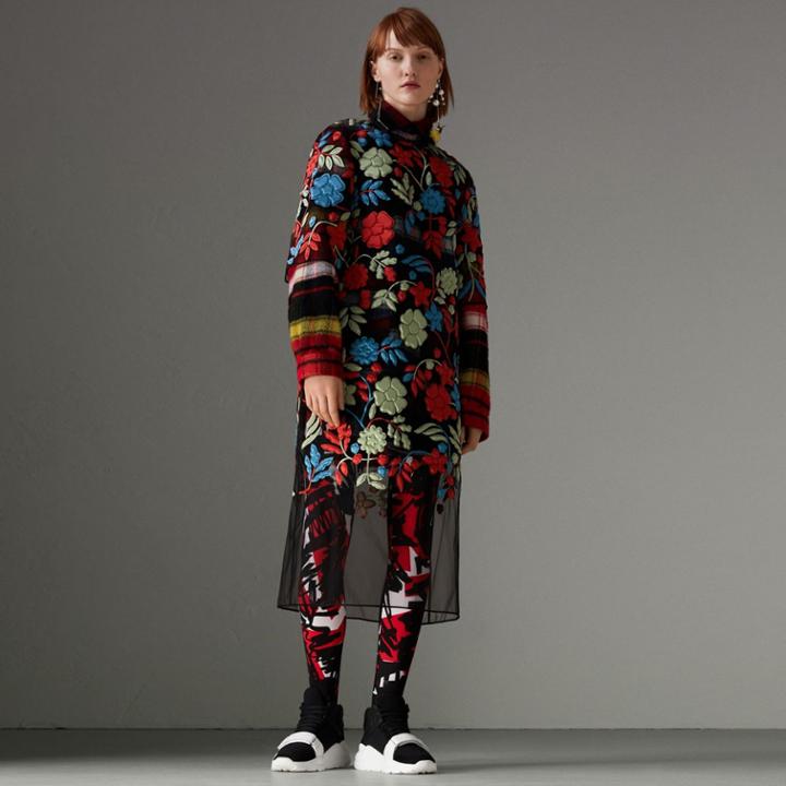 Burberry Burberry Silk-wrapped Foam Floral Appliqu Dress, Size: 04, Red