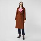 Burberry Burberry Colour Block Cotton Gabardine Trench Coat, Size: 04, Brown