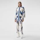 Burberry Burberry Mermaid Tail Print Chiffon Overlay Silk Shorts, Size: 04, White