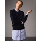 Burberry Burberry Check Detail Merino Wool Crew Neck Sweater, Size: Xs, Blue