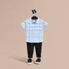 Burberry Burberry Short-sleeve Check Cotton Shirt, Size: 24m, Blue