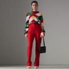 Burberry Burberry Patchwork Cashmere Wool Blend Sweater, Red