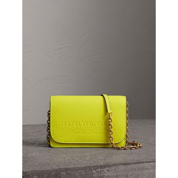 Burberry Burberry Embossed Leather Wallet With Detachable Strap, Yellow