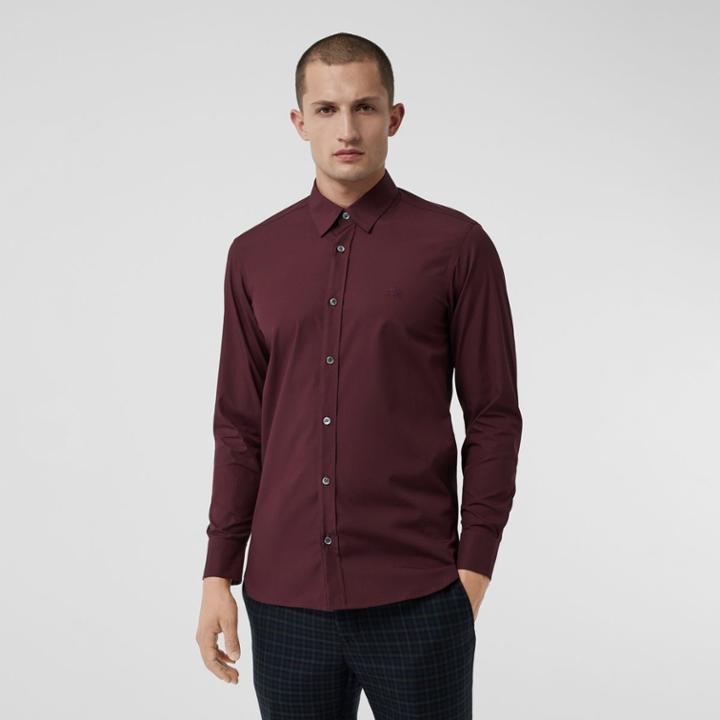 Burberry Burberry Check Cuff Stretch Cotton Poplin Shirt, Size: Xxl, Red