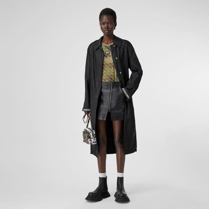 Burberry Burberry Logo Detail Technical Nylon Car Coat, Size: 04, Black