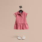 Burberry Burberry Check Detail Stretch Cotton Piqu Dress, Size: 2y, Red