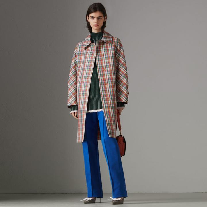 Burberry Burberry Micro Check Silk Blend Car Coat, Size: 00, Red