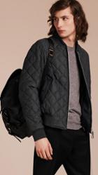Burberry Lambskin Trim Quilted Wool Bomber Jacket