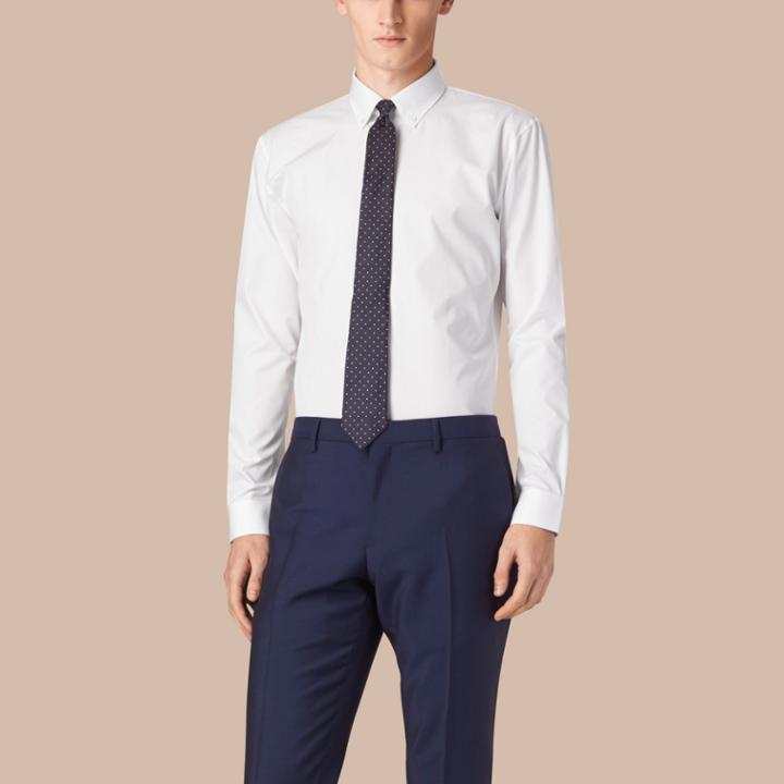 Burberry Burberry Modern Fit Button-down Collar Cotton Poplin Shirt, Size: 14.5, White