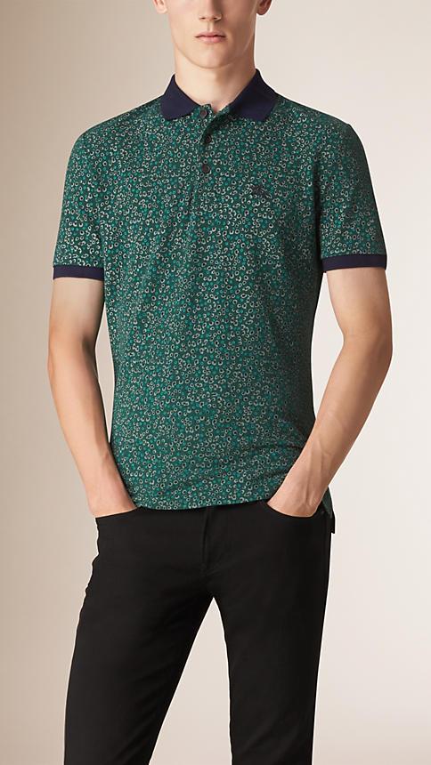 Burberry Brit Abstract Print Piqu Cotton Polo Shirt