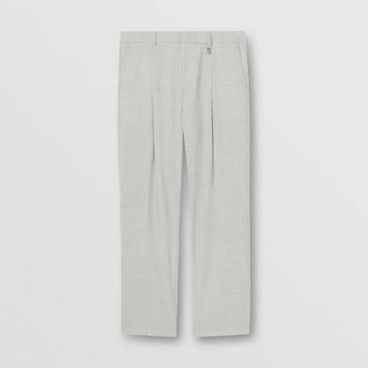 Burberry Burberry Monogram Motif Wool Wide-leg Trousers, Size: 34