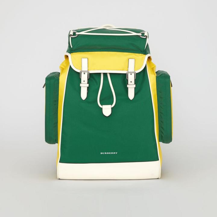 Burberry Burberry Tri-tone Nylon And Leather Backpack, Green