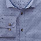 Charles Tyrwhitt Charles Tyrwhitt Classic Fit Blue Dobby Chambray Cotton Dress Shirt Size Large