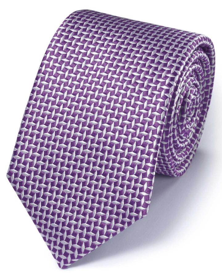 Charles Tyrwhitt Purple Silk Diamond Lattice Classic Tie By Charles Tyrwhitt
