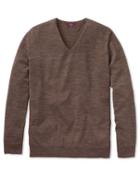  Brown Extrafine Merino Seamless V-neck Merino Wool Sweater Size Large By Charles Tyrwhitt