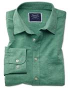 Charles Tyrwhitt Classic Fit Cotton Linen Green Plain Casual Shirt Single Cuff Size Medium By Charles Tyrwhitt