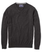  Charcoal V-neck Cashmere Sweater Size Medium By Charles Tyrwhitt