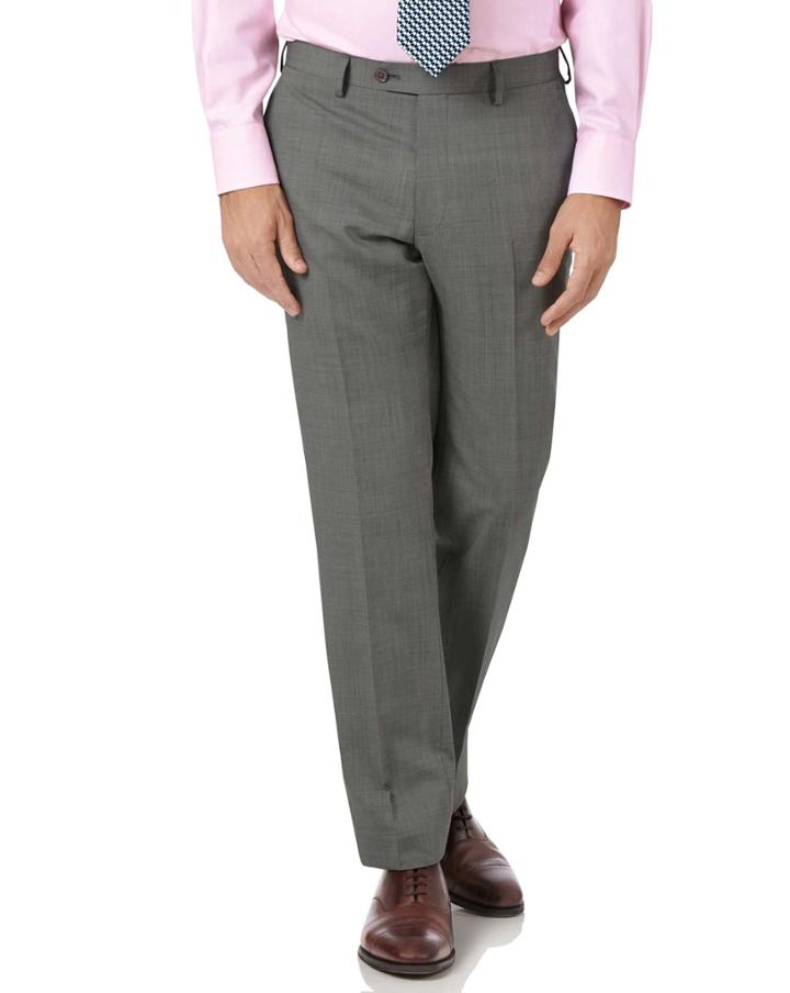  Silver Slim Fit Step Weave Suit Wool Pants Size W30 L38 By Charles Tyrwhitt