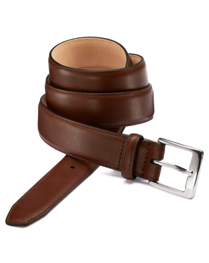  Brown Leather Dress Belt Size 30-32 By Charles Tyrwhitt