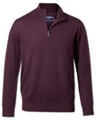  Wine Zip Neck Merino Wool Sweater Size Xs By Charles Tyrwhitt