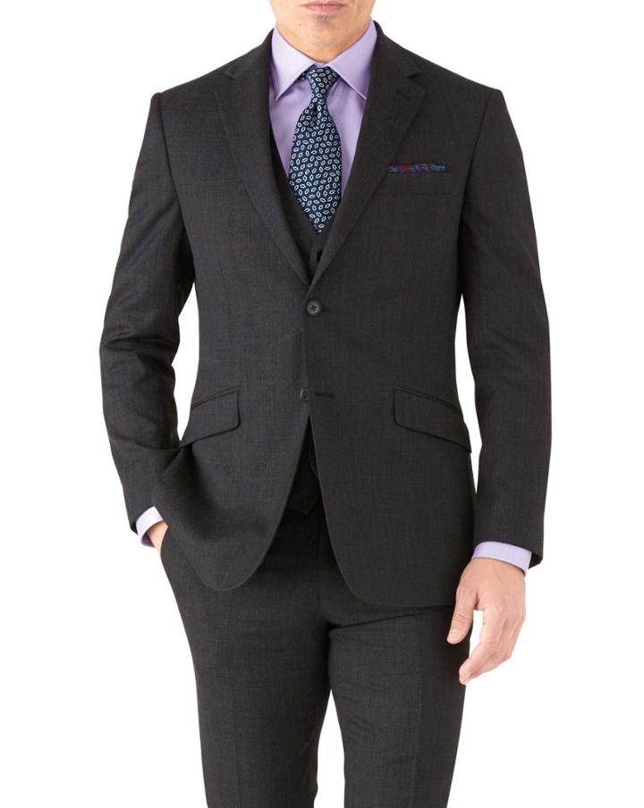 Charles Tyrwhitt Charcoal Slim Fit Hairline Business Suit Wool Jacket Size 38 By Charles Tyrwhitt
