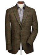  Slim Fit Green Checkered British Tweed Wool Jacket Size 38 By Charles Tyrwhitt
