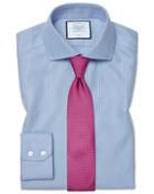  Slim Fit Cutaway Collar Non-iron Buckingham Weave Blue Cotton Dress Shirt Single Cuff Size 14.5/32 By Charles Tyrwhitt