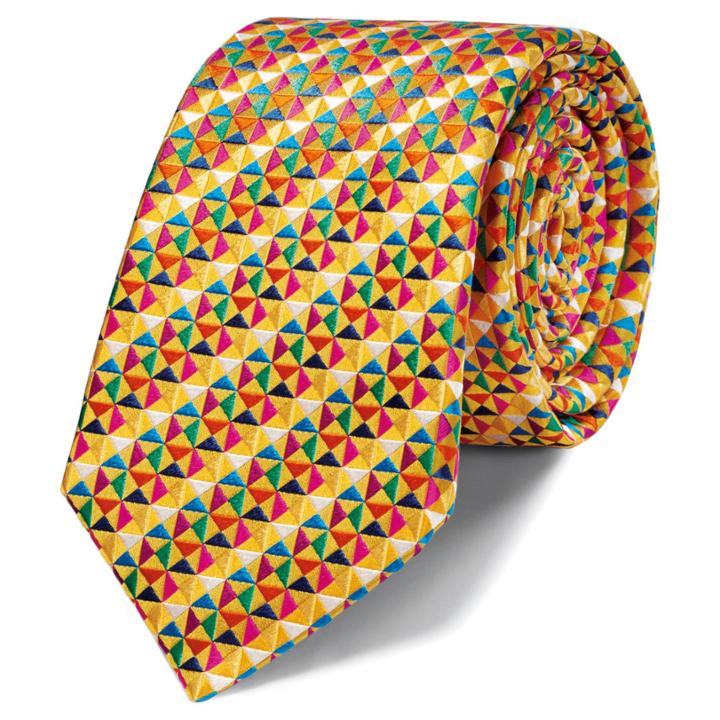 Charles Tyrwhitt Charles Tyrwhitt Luxury Slim Gold Multi Triangle Tie
