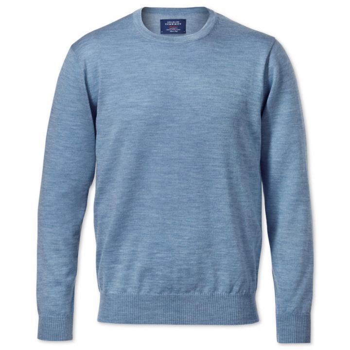 Charles Tyrwhitt Charles Tyrwhitt Sky Merino Crew Neck Sweater (s)