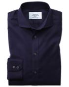 Charles Tyrwhitt Slim Fit Spread Collar Non-iron Twill Navy Blue Cotton Dress Casual Shirt Single Cuff Size 14.5/32 By Charles Tyrwhitt