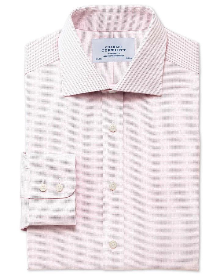 Charles Tyrwhitt Charles Tyrwhitt Classic Fit Semi-cutaway Collar Pindot Red Shirt