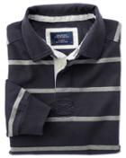 Charles Tyrwhitt Navy And Grey Stripe Cotton Rugby Shirt Size Xs By Charles Tyrwhitt