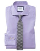  Extra Slim Fit Spread Collar Non-iron Poplin Lilac Cotton Dress Shirt Single Cuff Size 15.5/35 By Charles Tyrwhitt