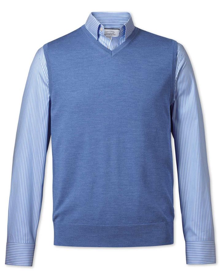  Blue Merino Wool Tank Jumper Size Large By Charles Tyrwhitt