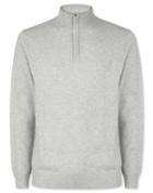  Light Grey Merino Cashmere Zip Neck Cotton/cashmere Sweater Size Large By Charles Tyrwhitt