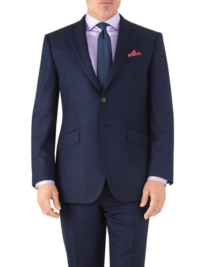 Charles Tyrwhitt Royal Classic Fit Flannel Business Suit Wool Jacket Size 40 By Charles Tyrwhitt