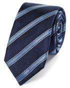  Navy And Sky Blue Stripe Slim Silk Tie By Charles Tyrwhitt