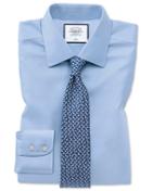  Classic Fit Non-iron Sky Blue Herringbone Cotton Dress Shirt French Cuff Size 15/33 By Charles Tyrwhitt