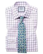 Charles Tyrwhitt Extra Slim Fit Windowpane Check Purple Cotton Dress Shirt Single Cuff Size 14.5/32 By Charles Tyrwhitt