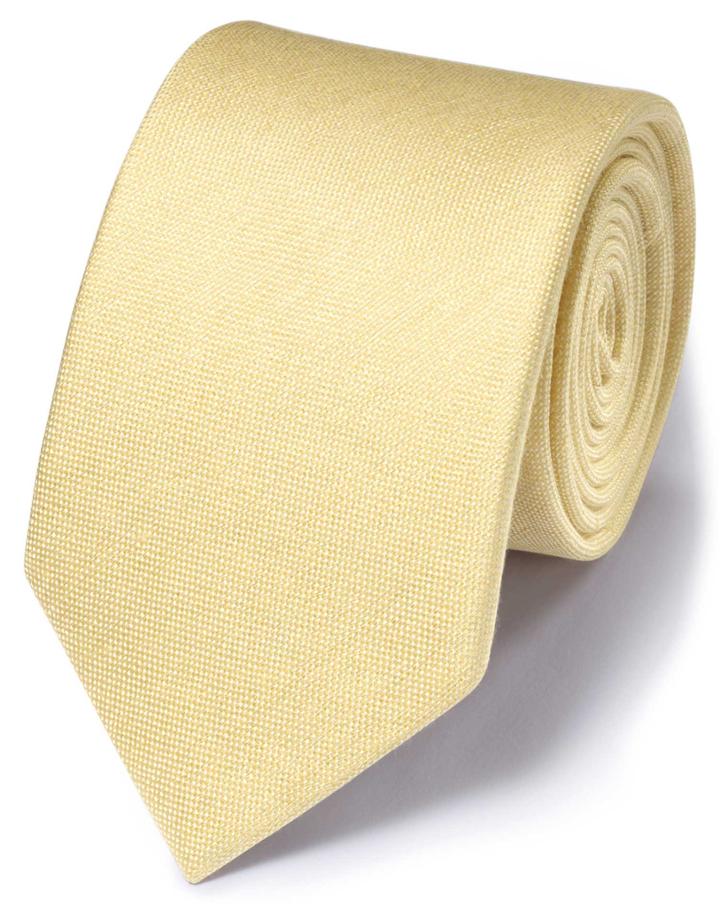 Light Yellow Silk Mix Classic Plain Tie By Charles Tyrwhitt
