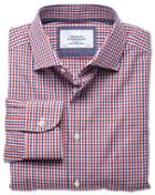 Charles Tyrwhitt Charles Tyrwhitt Slim Fit Semi-spread Collar Business Casual Melange Red Check Cotton Dress Shirt Size 15/35