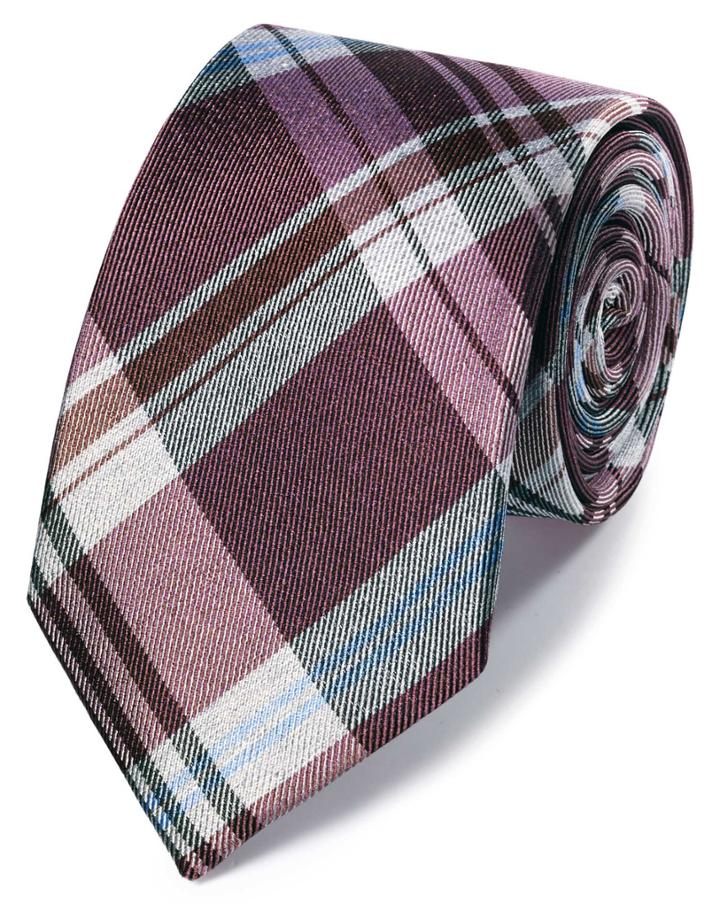  Pink Tonal Checkered Silk Classic Tie By Charles Tyrwhitt