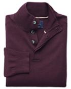 Charles Tyrwhitt Wine Merino Wool Button Neck Sweater Size Large By Charles Tyrwhitt