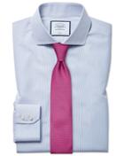  Extra Slim Fit Non-iron Blue Stripe Tyrwhitt Cool Cotton Dress Shirt Single Cuff Size 14.5/33 By Charles Tyrwhitt