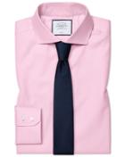  Extra Slim Fit Cutaway Collar Pink Non-iron Twill Cotton Dress Shirt Single Cuff Size 14.5/32 By Charles Tyrwhitt
